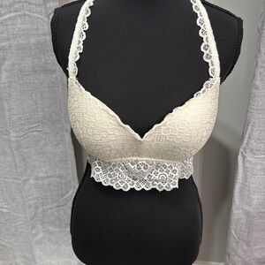 Gilly Hicks ivory Lace Racerback Bralette Size Large